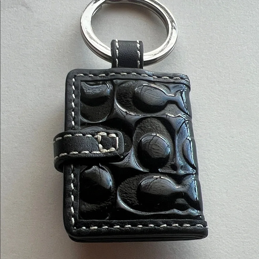 Vintage Coach Picture Frame Bag Charm-Black Key Holder with Pink Heart Accent - Picture 3 of 16